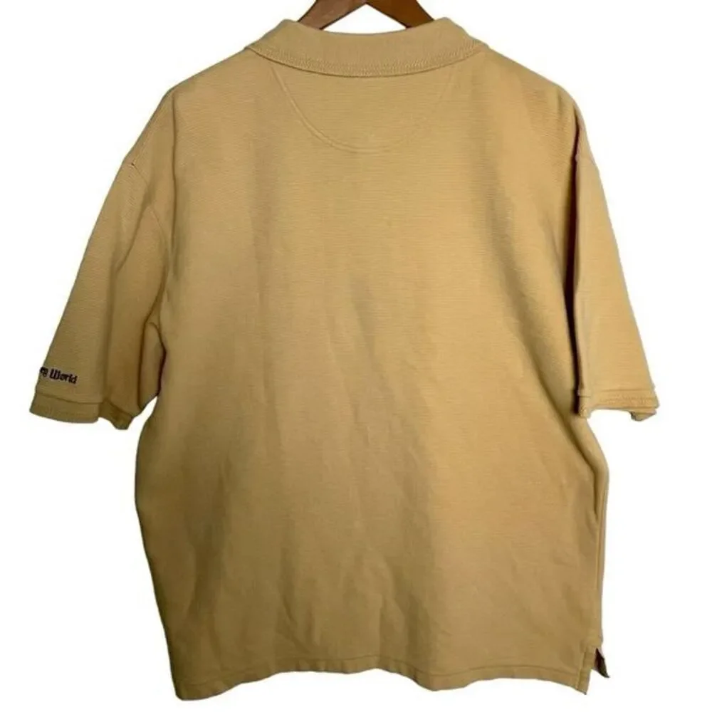 Walt Disney World Vintage Embroidered Crest Polo Shirt Khaki Beige‎ Cotton L - Picture 2 of 9